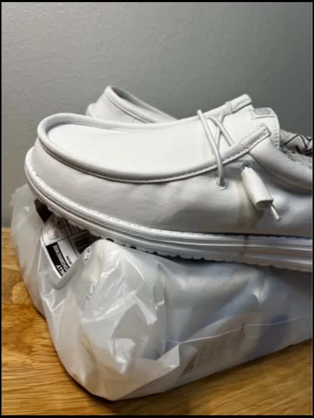 Hey Dude White Leather Slip-On Sneakers